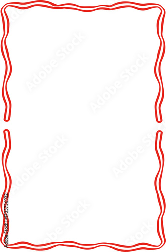 Rectangle red ribbon bow frame. Hand drawn aesthetic vertical border. Whimsical vector illustration. Trendy art for Christmas, Valentines day, birthday, menu, bachelorette party design line art.