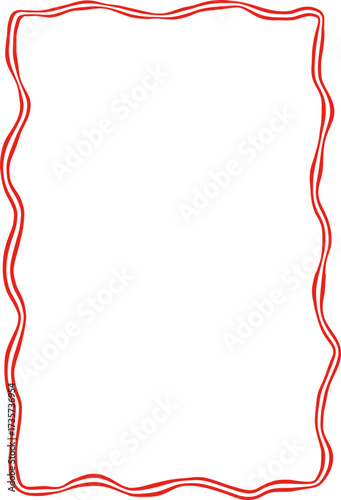 Rectangle red ribbon bow frame. Hand drawn aesthetic vertical border. Whimsical vector illustration. Trendy art for Christmas, Valentines day, birthday, menu, bachelorette party design line art.