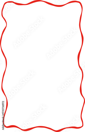 Rectangle red ribbon bow frame. Hand drawn aesthetic vertical border. Whimsical vector illustration. Trendy art for Christmas, Valentines day, birthday, menu, bachelorette party design line art.