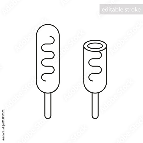 Corn dog line icon. Vector isolated element on white background, editable stroke