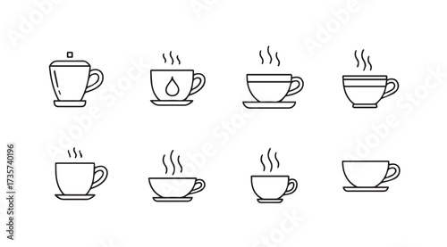 Vector art of coffee cup icon set