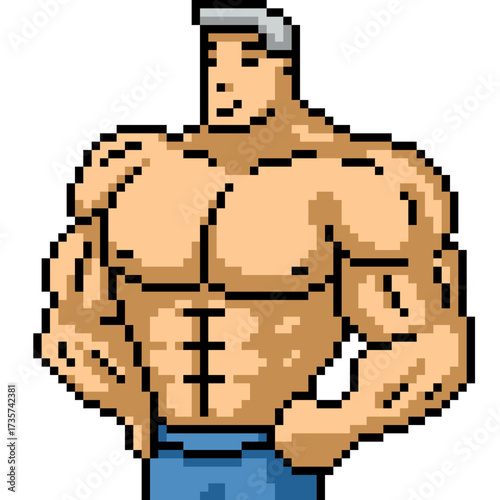 pixel art of muscle man very strong