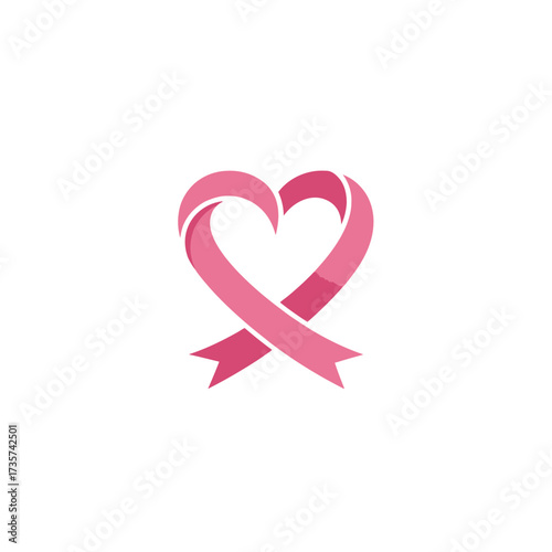 Show your support with this heart shaped pink ribbon, perfect for raising awareness and promoting hope for breast cancer awareness campaigns