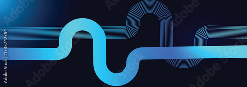 Abstract background with glowing wave. Shiny moving lines design element. Modern pink blue gradient flowing wave lines. Futuristic technology concept.