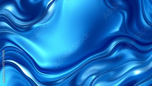 Abstract tech background with flowing liquid metal texture in blue and silver tones.
