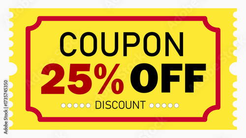 Yellow Discount Coupon Design Template - 25 Percent Off Voucher