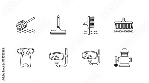 Vector art of pool cleaning icons