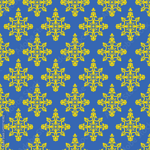 Deep blue backdrop accented by vivid yellow elements in a precise, orderly arrangement, delivering a sense of luxury and energy through bold color contrast.
