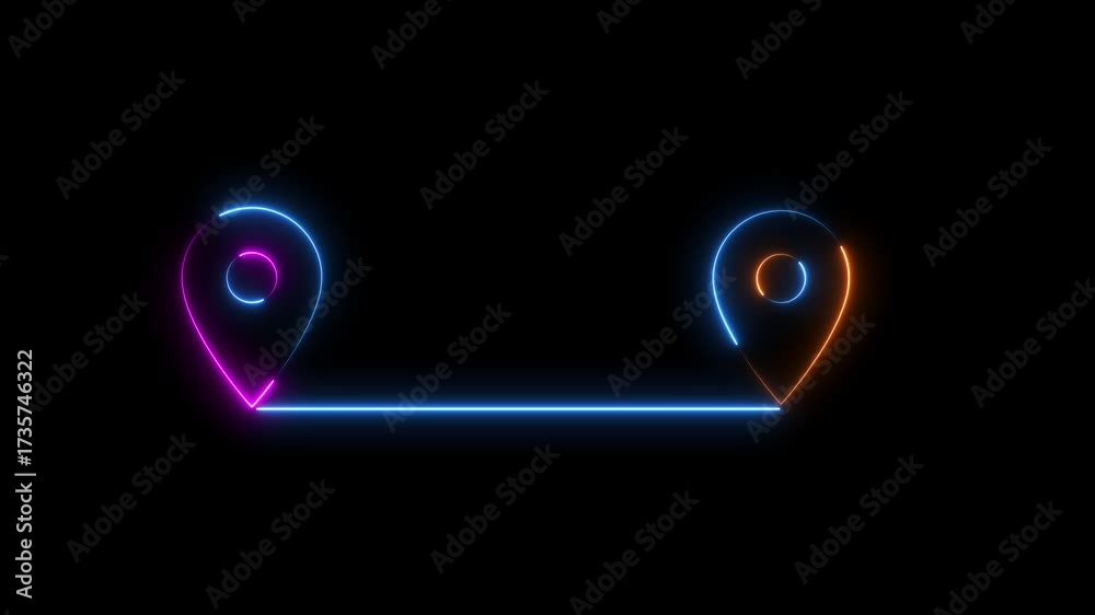 Two location pins icon travel, location mark pointer. Distance Between ...