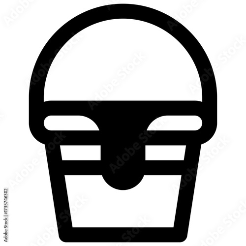 Bucket of blood. Outlined stroke vector icon with black-filled details.