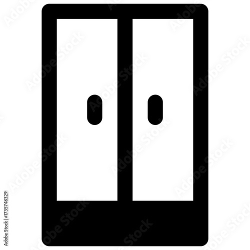 Closet. Outlined stroke vector icon with black-filled details.