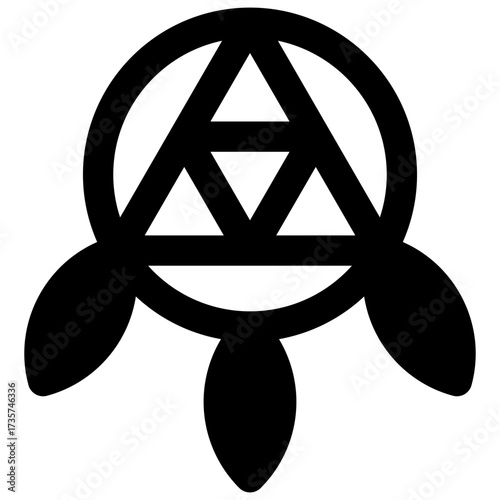 Dreamcatcher. Outlined stroke vector icon with black-filled details.