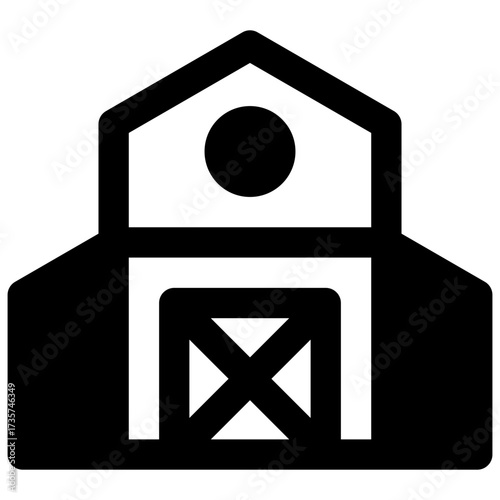 Farm. Outlined stroke vector icon with black-filled details.