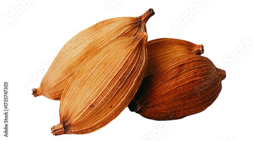Wallpaper Mural Three whole dried brown cardamom pods isolated on a transparent background. Torontodigital.ca
