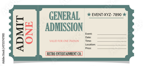 Retro Vintage Old Ticket Design. Vector Illustration Of a Ticket. Ticket Template