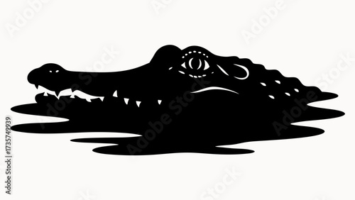 An alligator head with teeth showing in black and white silhouette style vector illustration design