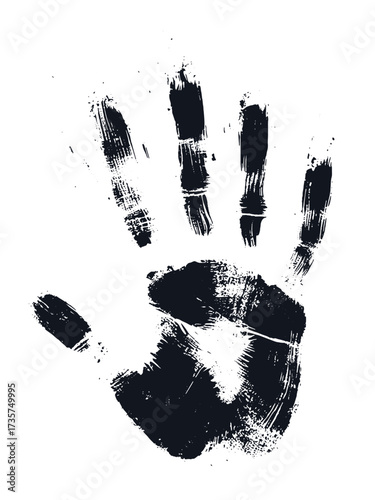 Handprint grunge ink texture silhouette black vector illustration