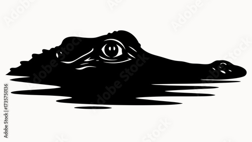Alligator head silhouette emerging from the water with a visible eye and textured skin details