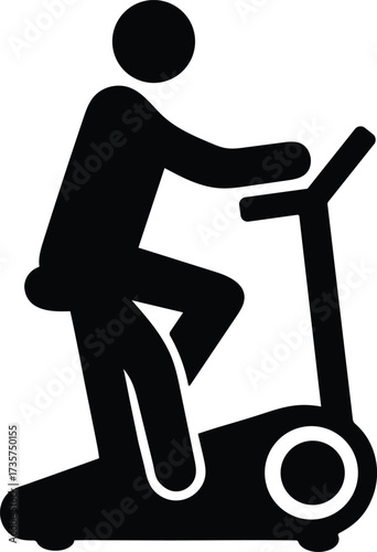 Person on a Exercise Bike silhouette vector Icon