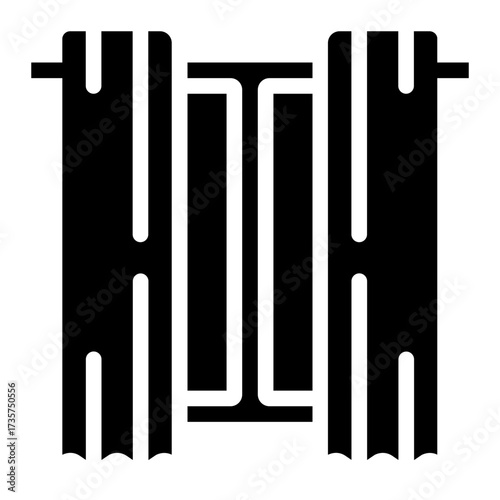 black curtain at window home vector illustration
