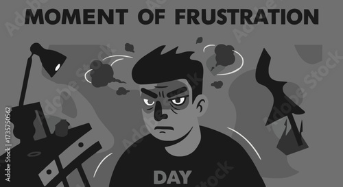 Moment of Frustration day vector illustration, vintage