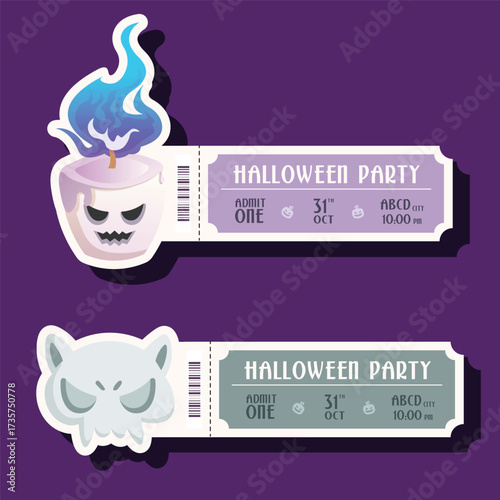 Set of Halloween Party Ticket Templates