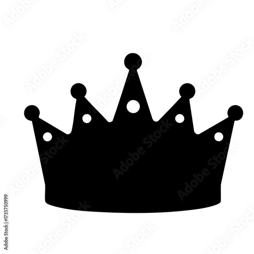 Stylized Black Crown Silhouette with Circular Accents and Five Points