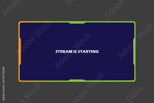 Vector art of futuristic digital frame with purple and yellow geometric shapes, perfect for gaming overlays or streamingS