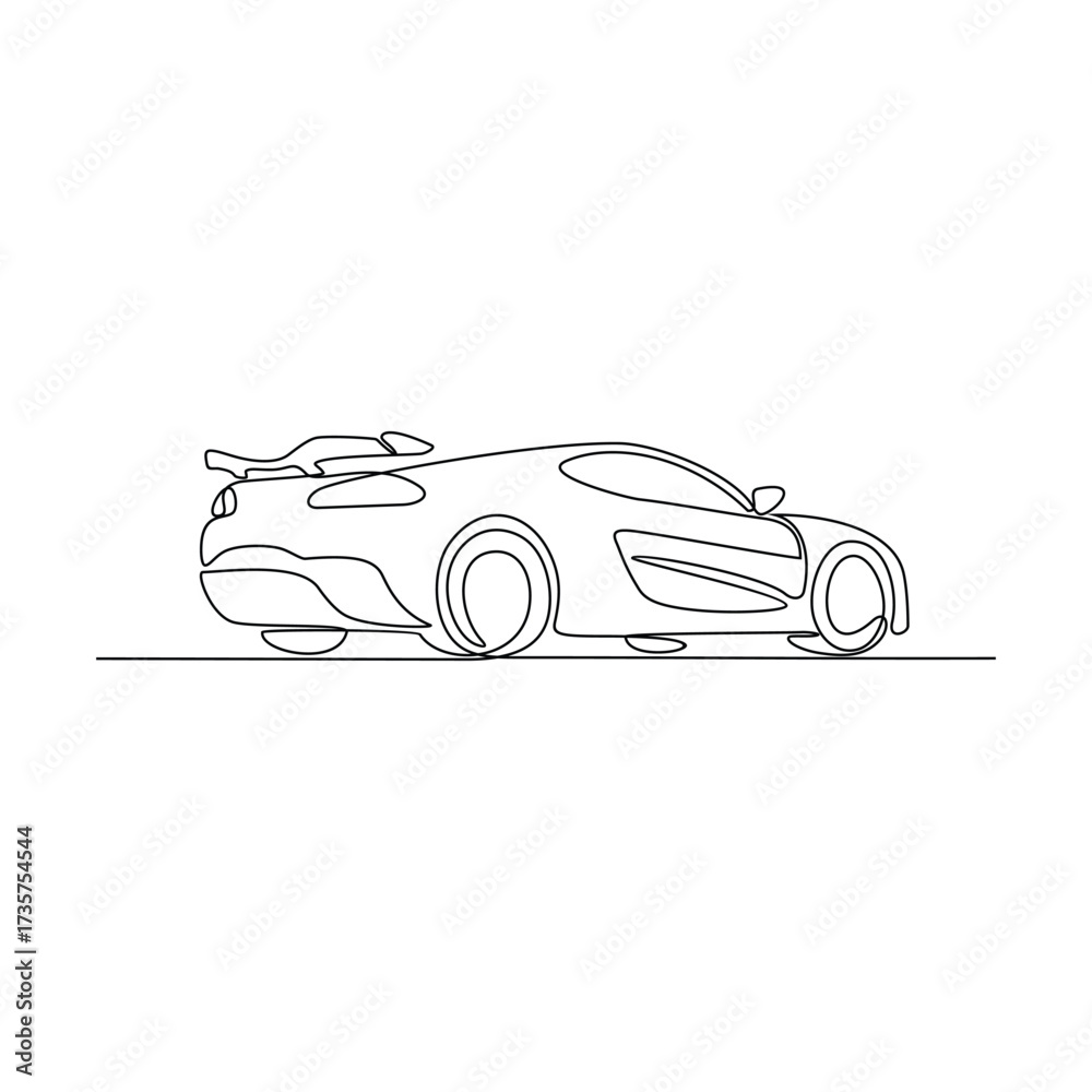Obraz premium One continuous line drawing of Sports Car vector illustration. Sports Car theme design concept in simple linear continuous line style. Great design for business purpose and community event campaign