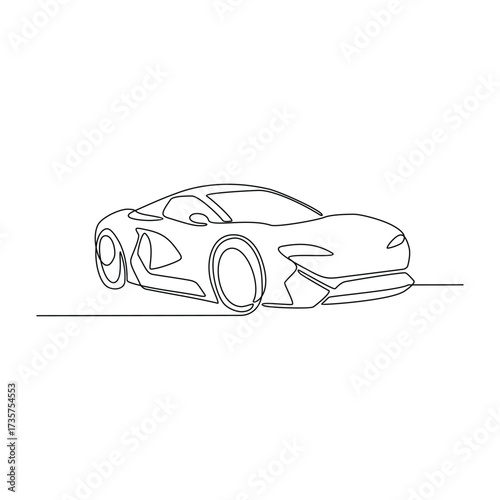 One continuous line drawing of Sports Car vector illustration. Sports Car theme design concept in simple linear continuous line style. Great design for business purpose and community event campaign