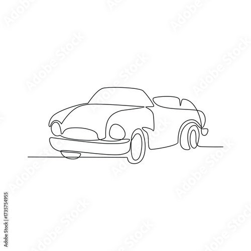 One continuous line drawing of Retro Car vector illustration. Retro Car theme design concept in simple linear continuous line style. Great design for business purpose and community event campaign