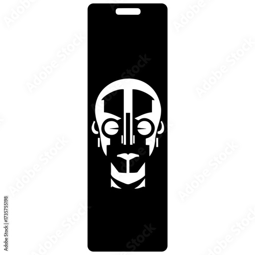 Bookmark with rounded corners and a white stylized robot face