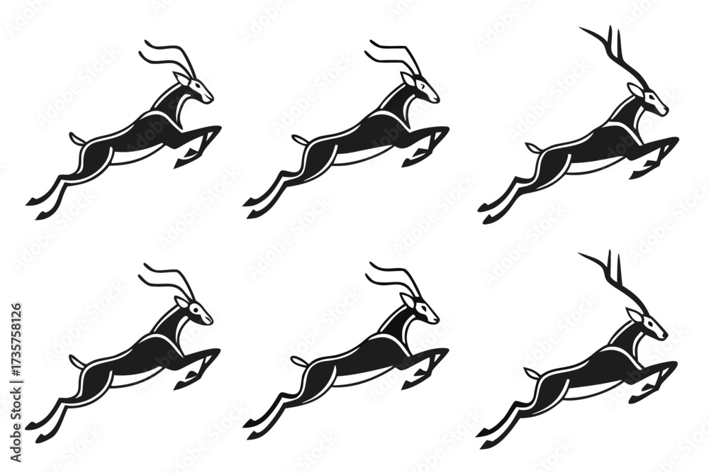 Obraz premium Minimalist antelope sprinting icon set