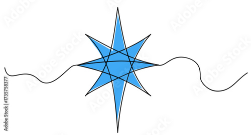 Star of Bethlehem, One line continuous illustration for holiday cards, religious prints, festive banners, social media posts, seasonal decor designs.