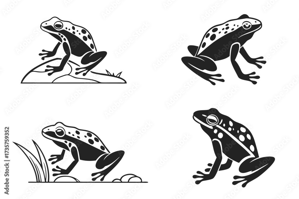Obraz premium Minimalist blue poison dart frog icon set