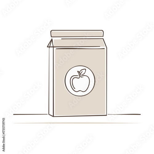Minimalist apple juice box illustration for healthy and fresh fruit beverages