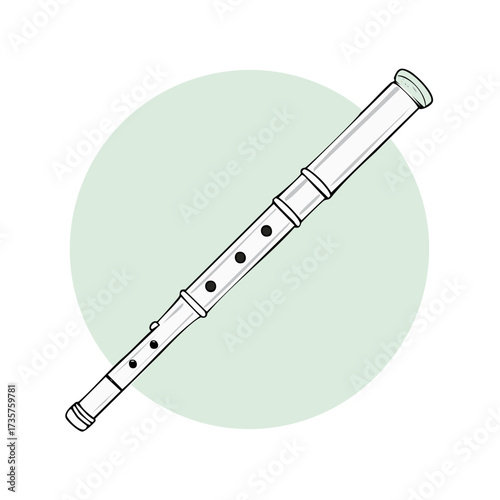 Illustration of a simple system flute over a green circle with white background