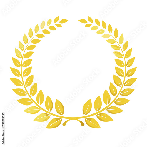 Golden laurel wreath vector illustration award and success symbol