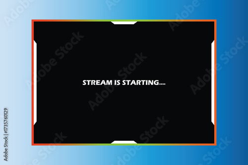 Game stream frames. Glow theme for live conference of gaming streamers, hud frame twitch streaming media gamer broadcast webcam box video screen, garish vector illustration of game screen futuristic