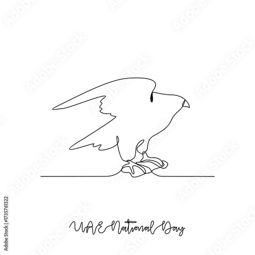 One continuous line drawing of UAE National Day vector illustration. UAE National Day theme design concept in simple linear continuous line style. Great design for national holiday campaign