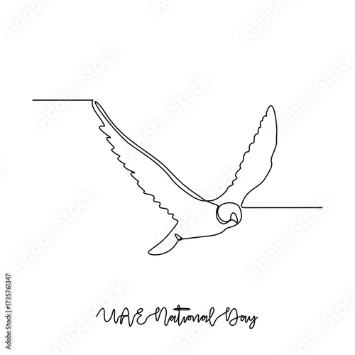One continuous line drawing of UAE National Day vector illustration. UAE National Day theme design concept in simple linear continuous line style. Great design for national holiday campaign