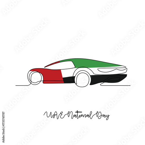 One continuous line drawing of UAE National Day vector illustration. UAE National Day theme design concept in simple linear continuous line style. Great design for national holiday campaign