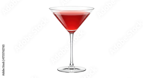 Canvas Print Elegant cosmopolitan cocktail in a martini glass isolated, refreshing alcoholic