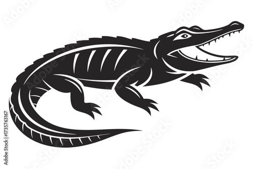 Minimalist crocodile icon set in black and yellow