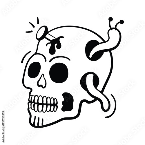 Take a look at this amazing doodle icon of spooky skull