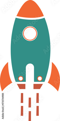 Black rocket ship icon with exhaust symbolizing launch space travel business startup and rapid progress