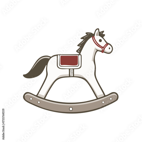 Illustration of Classic Children's Rocking Horse Toy for Nursery or Playroom Decoration