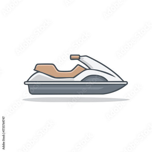 Illustration of a modern jet ski with colored accents