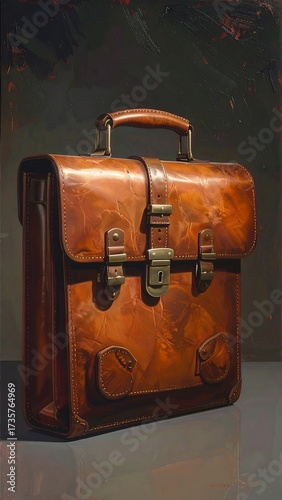 Classic brown leather briefcase with brass hardware showcasing detailed craftsmanship