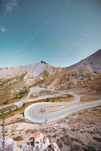 cycling on mountain road, col de l'Izoard in french alp
